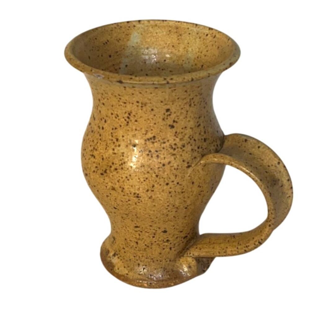 Vintage Signed Studio Pottery Stoneware Mug Hand Thrown Speckled Glaze 5.5"